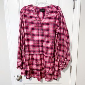 Lane Bryant high low peplum flannel - EUC